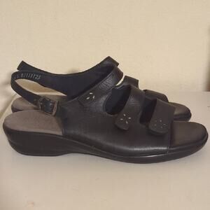 SAS Quatro Slingback Wedge Cushioned Comfort Sandal Black Size 10.5W